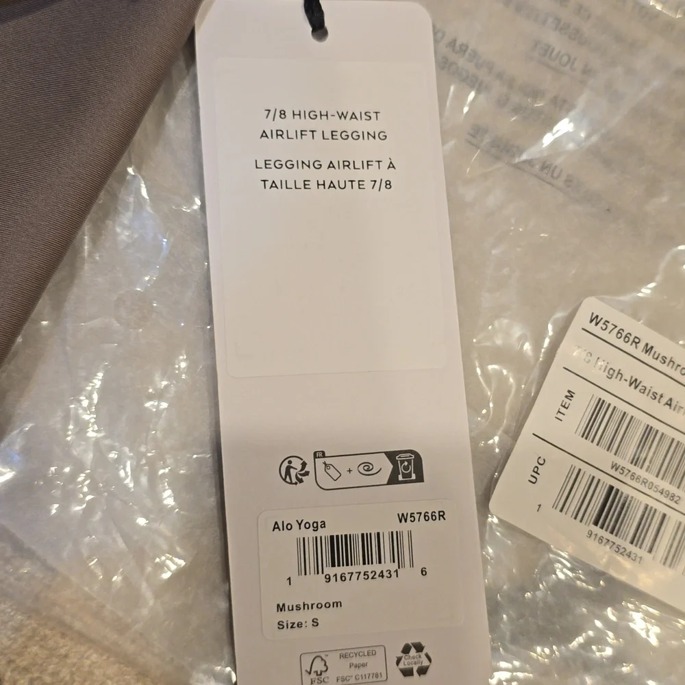 Alo Yoga FLAW 7/8 High-Waist Airlift Legging In Mushroom Small $134 *Minor FLAW* - Picture 8 of 16